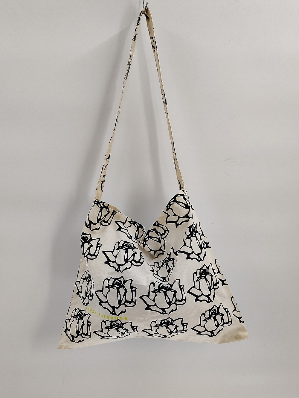Freda Salvador Canvas Off white Black Rose Floral Tote Bag Neon Logo Lightweight